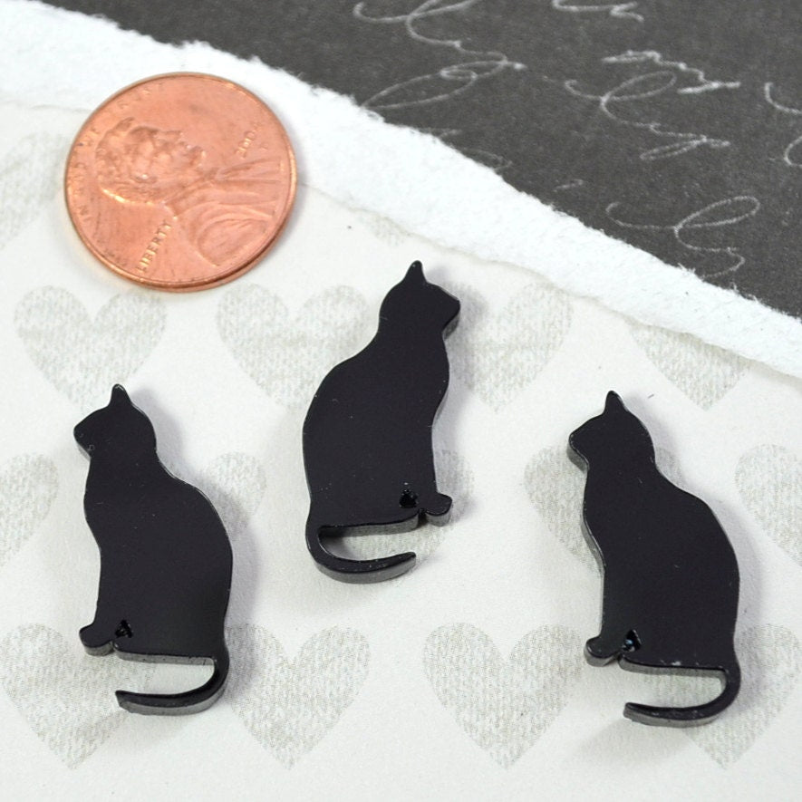BLACK CATS - Laser Cut Acrylic Cabochons - Set of 3