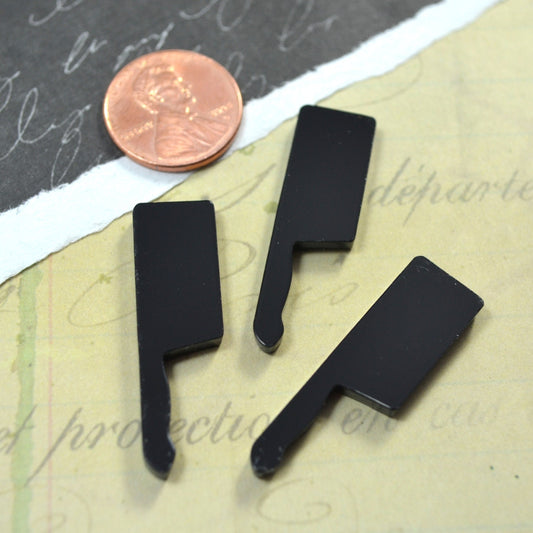 3 CLEAVER CABOCHONS- In BLACK Laser Cut Acrylic