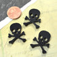 3 SKULL and CROSSBONES Flat Back Cabochons in BLACK Laser Cut Acrylic
