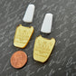GOLD OMG Nail Polish CABS Set of 2 Gold and White Laser Cut Acrylic Cabochons
