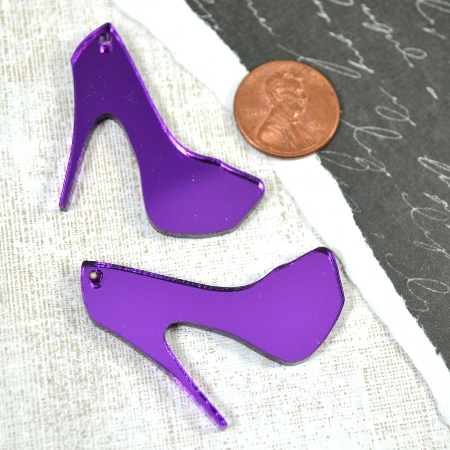 PURPLE MIRROR HEELS - 2 Heel Charms in Purple Laser Cut Acrylic