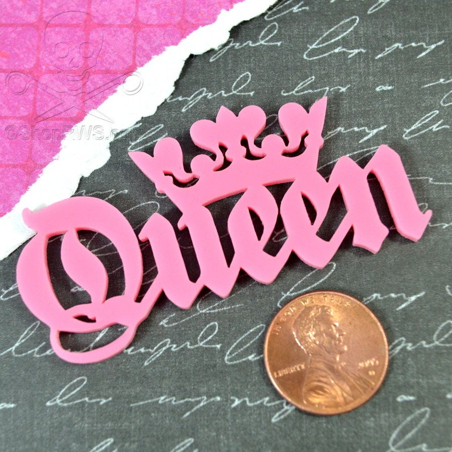 QUEEN CABOCHON- In Bubble Gum PINK Laser Cut Acrylic