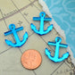 3 ANCHOR CABOCHONS in Blue Mirror Laser Cut Acrylic