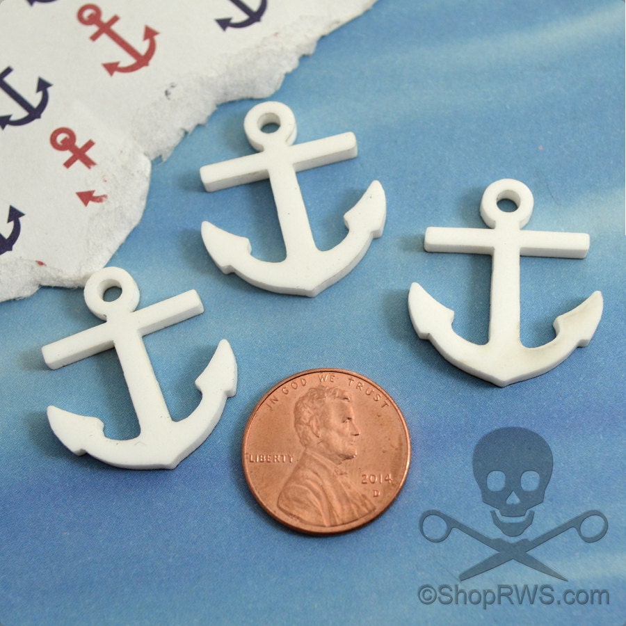 3 ANCHOR CABOCHONS in White Laser Cut Acrylic