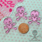 3 SKULL CHARMS Pink Mirror Laser Cut Acrylic