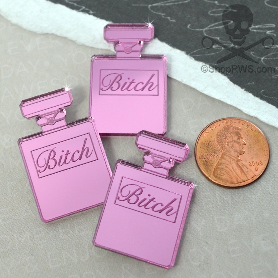 B*TCH PINK PERFUMES Flat Back Cabochons in Pink Mirror Acrylic