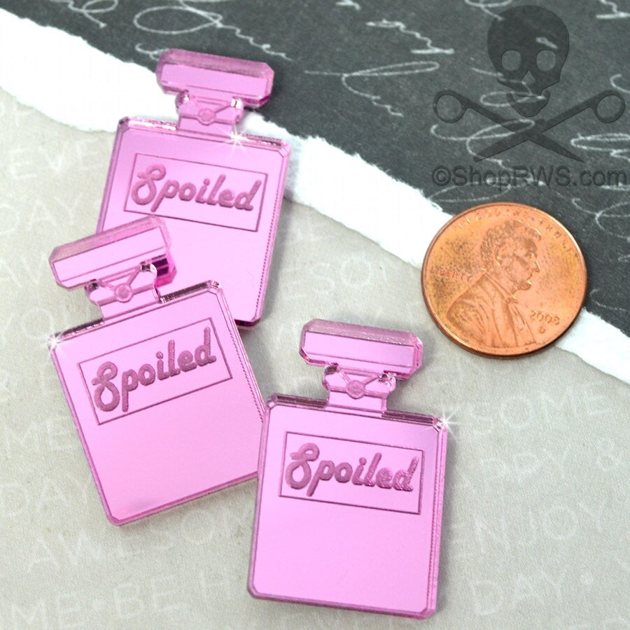 SPOILED PINK PERFUMES Flat Back Cabochons in Pink Mirror in Laser Cut Acrylic