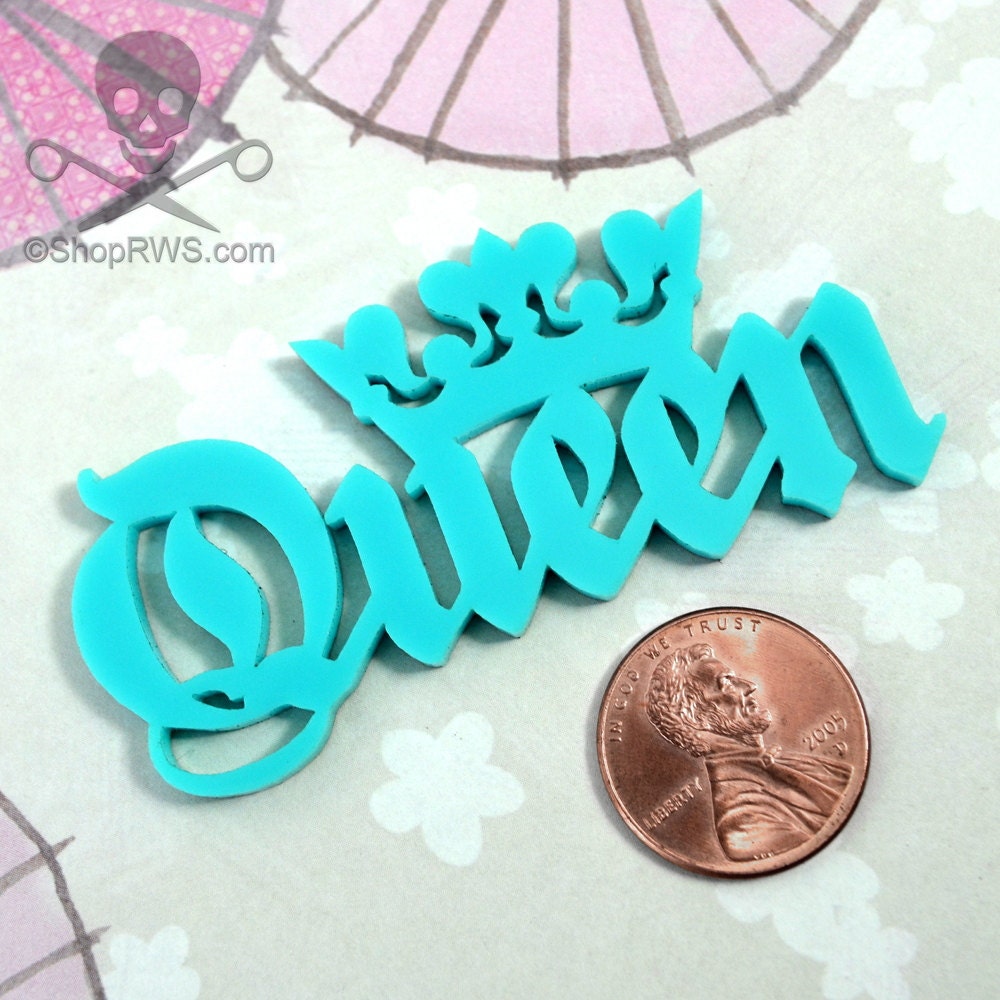 QUEEN CABOCHON In TURQUOISE Laser Cut Acrylic