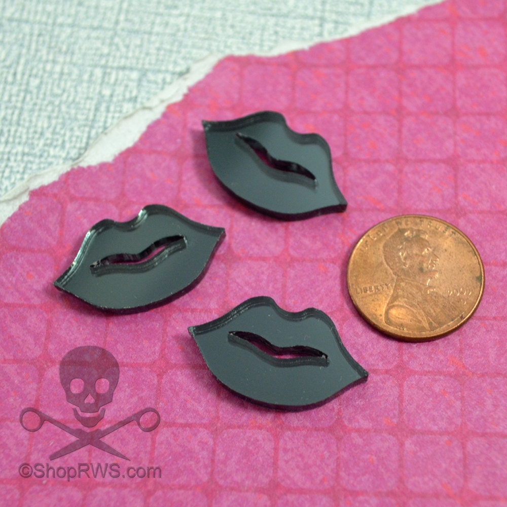 GUNMETAL MIRROR LIPS - 3 Pieces - In Laser Cut Acrylic
