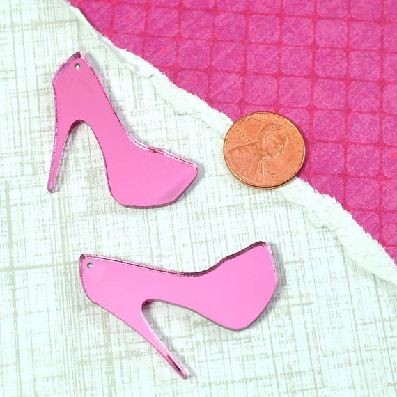PINK  MIRROR HEELS 2 Charms In Glossy Laser Cut Acrylic