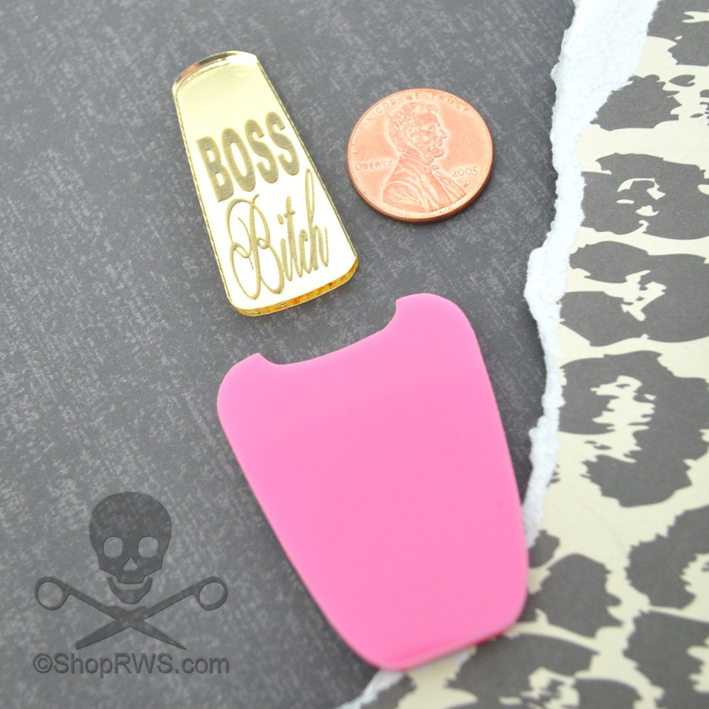 XL Bubblegum Pink Boss Bit*h Polish Cabochon in Laser Cut Acrylic