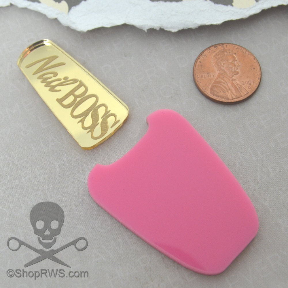 XL Bubblegum Pink Nail Boss Polish Cabochon in Laser Cut Acrylic