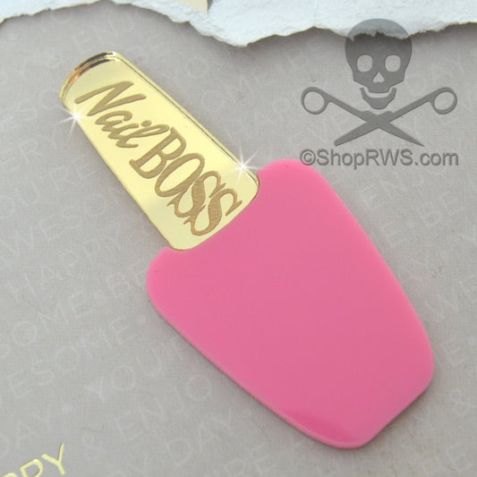 XL Bubblegum Pink Nail Boss Polish Cabochon in Laser Cut Acrylic