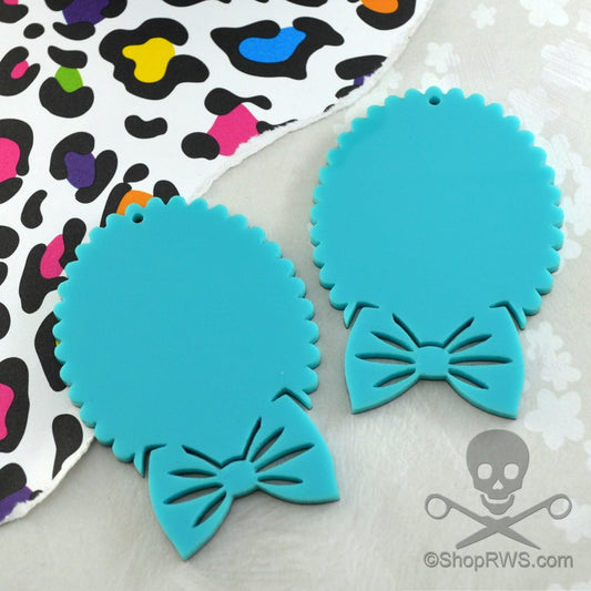 TURQUOISE BOW CAMEOS 30x40 mm Settings Laser Cut Acrylic