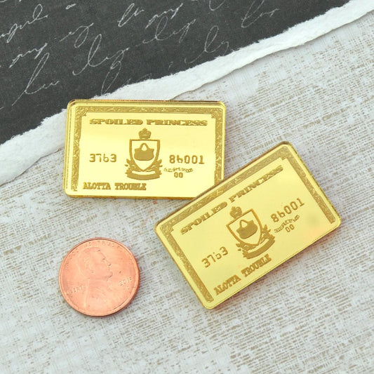 2 GOLD MIRROR Credit Cards - Fancy Fun Cabochons - Laser Cut Acrylic