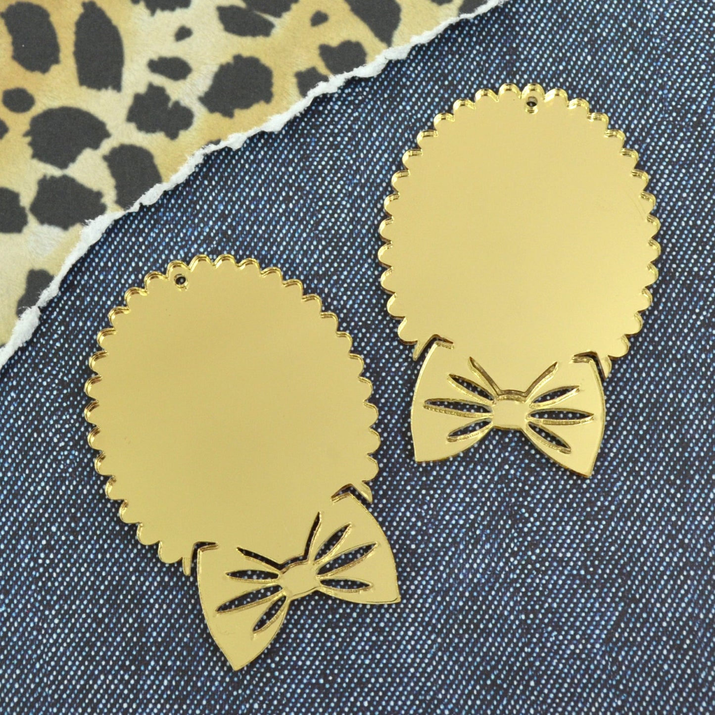 GOLD BOW CAMEOS 30x40 mm Settings Laser Cut Acrylic