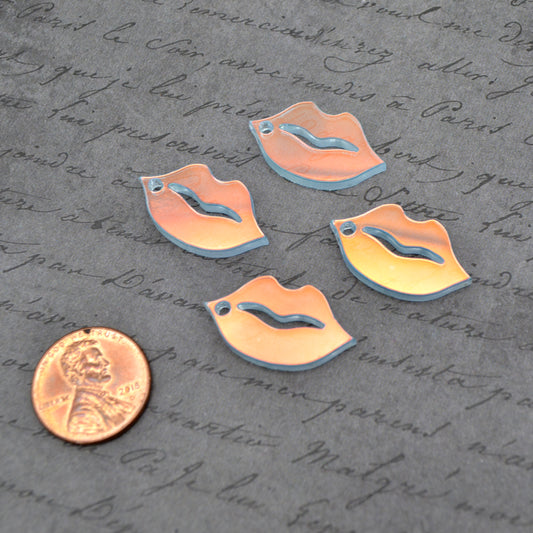 IRIDESCENT LIPS 1 Hole Charms 4 Pieces