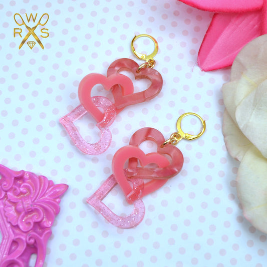 SALE LOVE TRIANGLE DANGLES - in Pink Laser Cut Acrylic