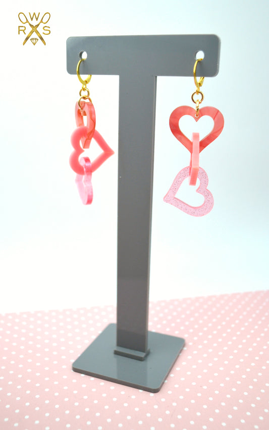 SALE LOVE TRIANGLE DANGLES - in Pink Laser Cut Acrylic