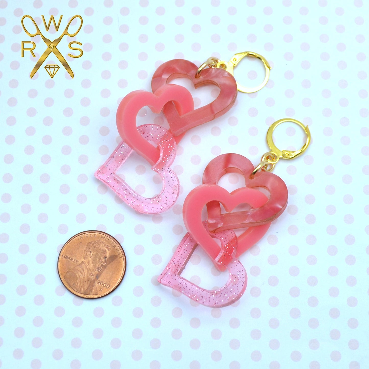 SALE LOVE TRIANGLE DANGLES - in Pink Laser Cut Acrylic