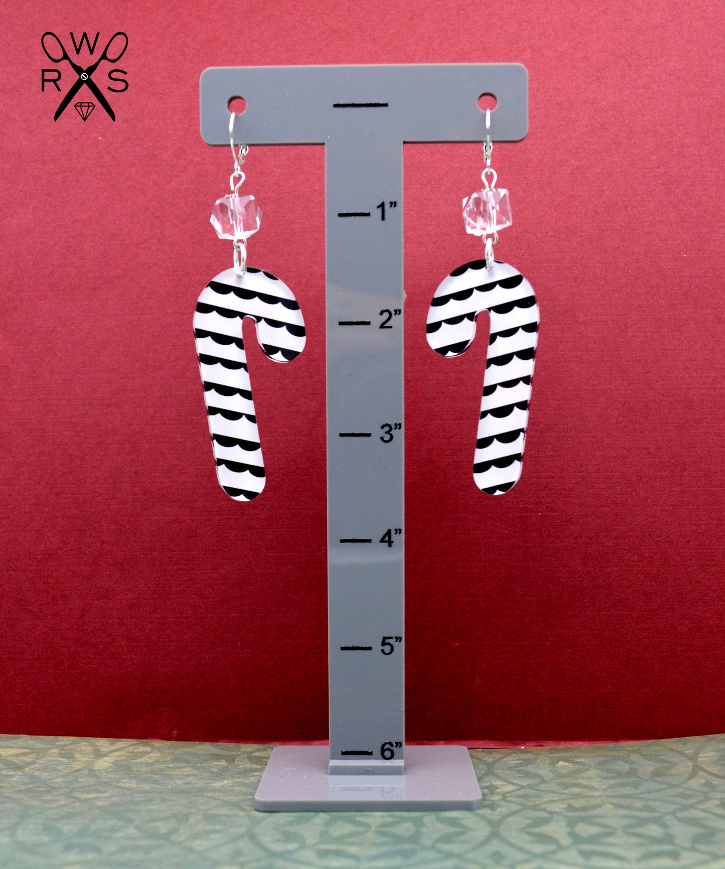 Modern Candy Cane Dangles - Holiday Earrings