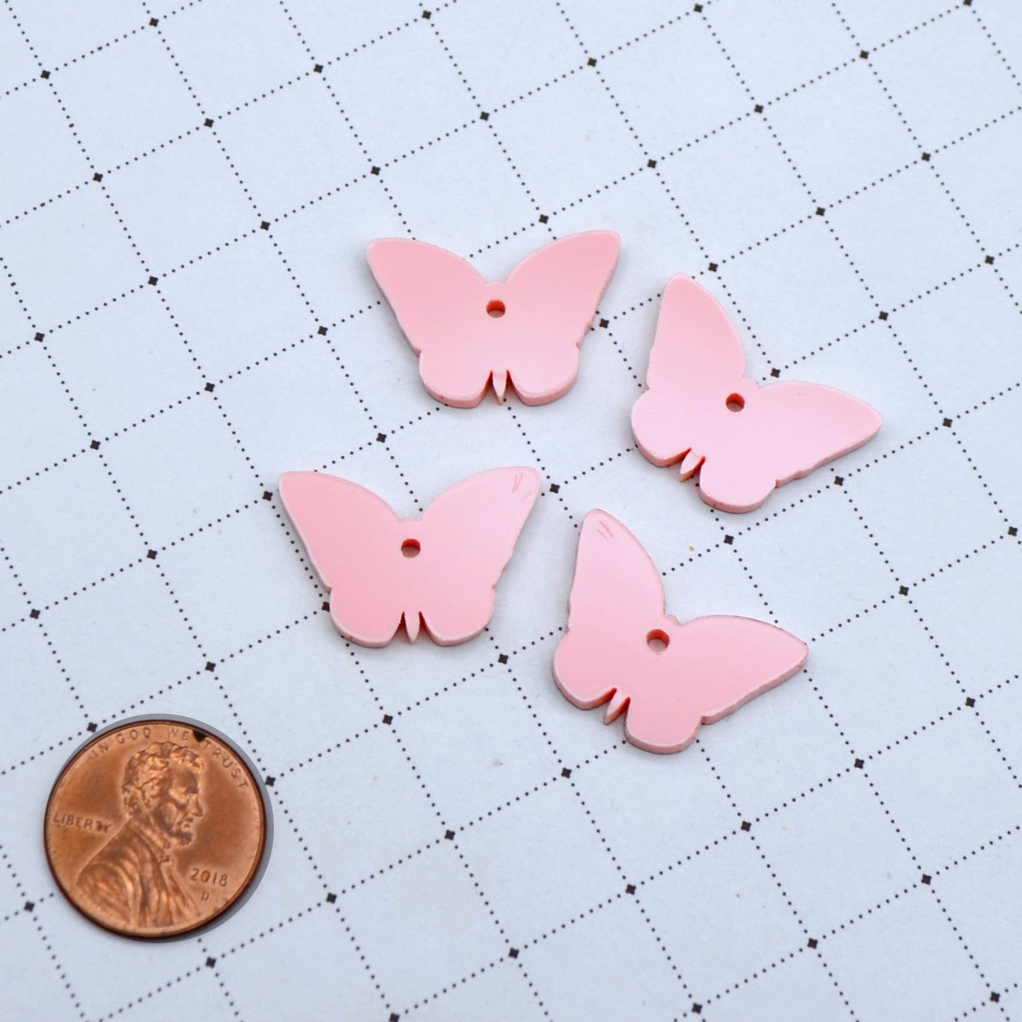 PALE PINK BUTTERFLY CHARMS In Pale PInk Laser Cut Acrylic