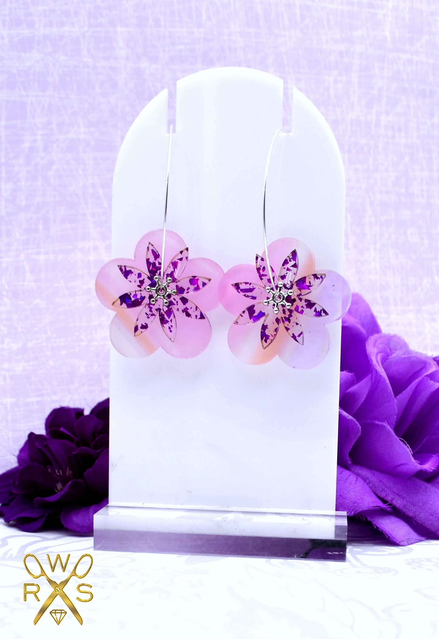 Pastel Petunia Hoops - Laser Cut Acrylic Earrings