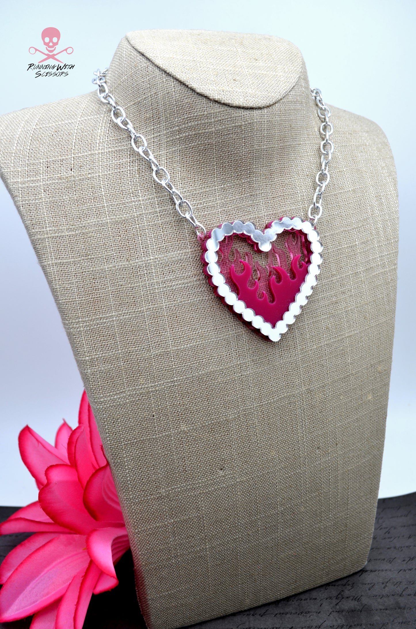 PINK HOT Heart Necklace