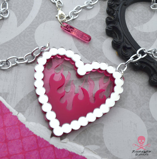 PINK HOT Heart Necklace