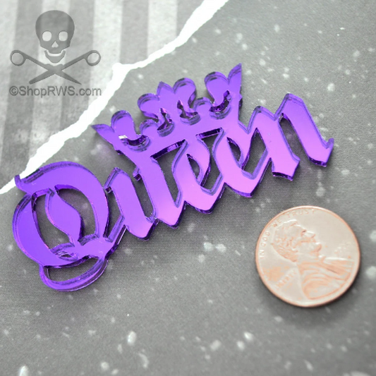 QUEEN CABOCHON in Purple Mirrored Laser Cut Acrylic Flat Back Pieces