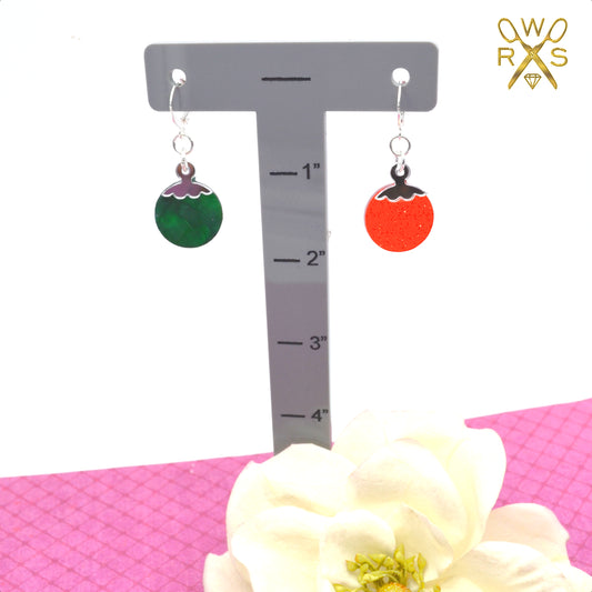 SALE Red and Green Ornament Huggie Earrings