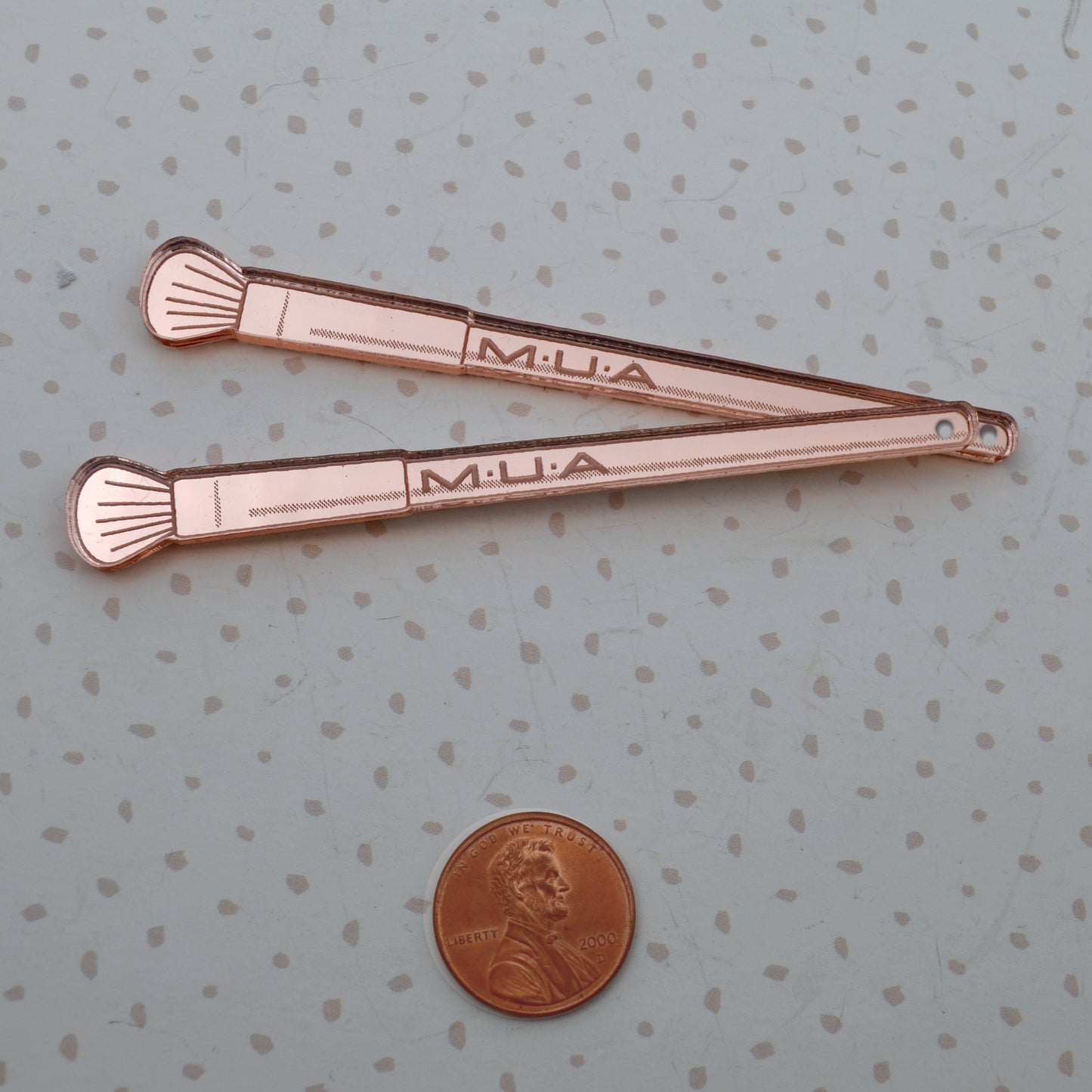 MAKEUP BRUSH CHARMS - Rose Gold Laser Cut Acrylic - 2 Pieces - Mac - Deco - Jewelry
