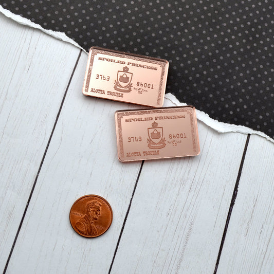 2 ROSE GOLD MIRROR Credit Cards - Fancy Fun Cabochons - Laser Cut Acrylic