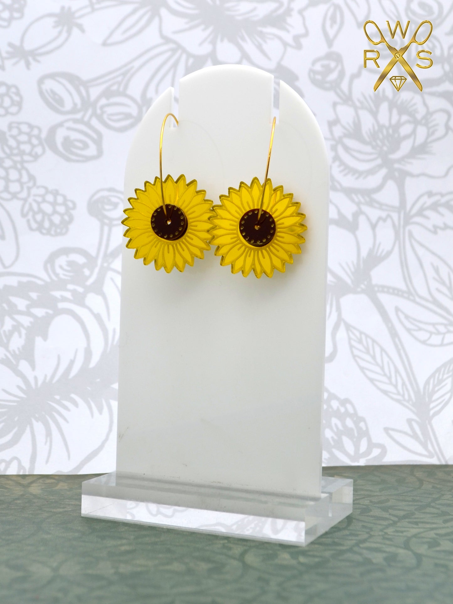 Sunflower Hoops - Laser Cut Acrylic Earrings