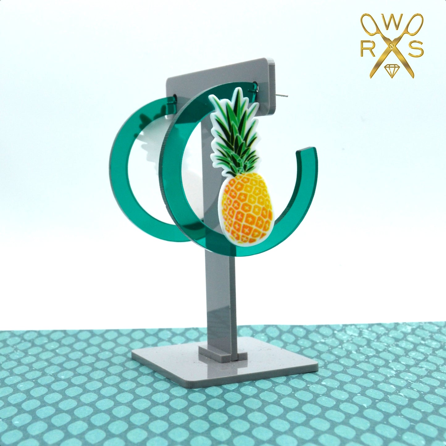 SALE Tropical Pineapple Acrylic Hoops