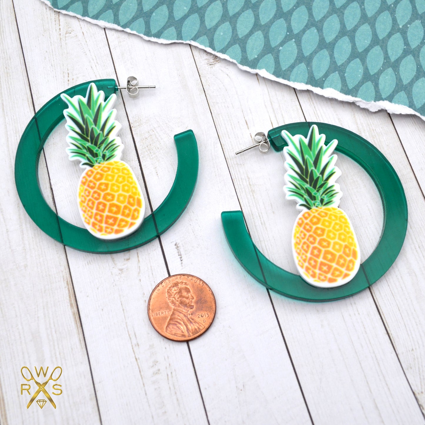 SALE Tropical Pineapple Acrylic Hoops