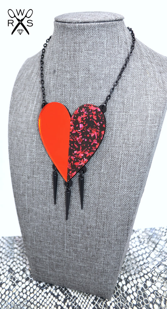 SALE UNTAMED HEART NECKLACE In Red Laser Cut Acrylic
