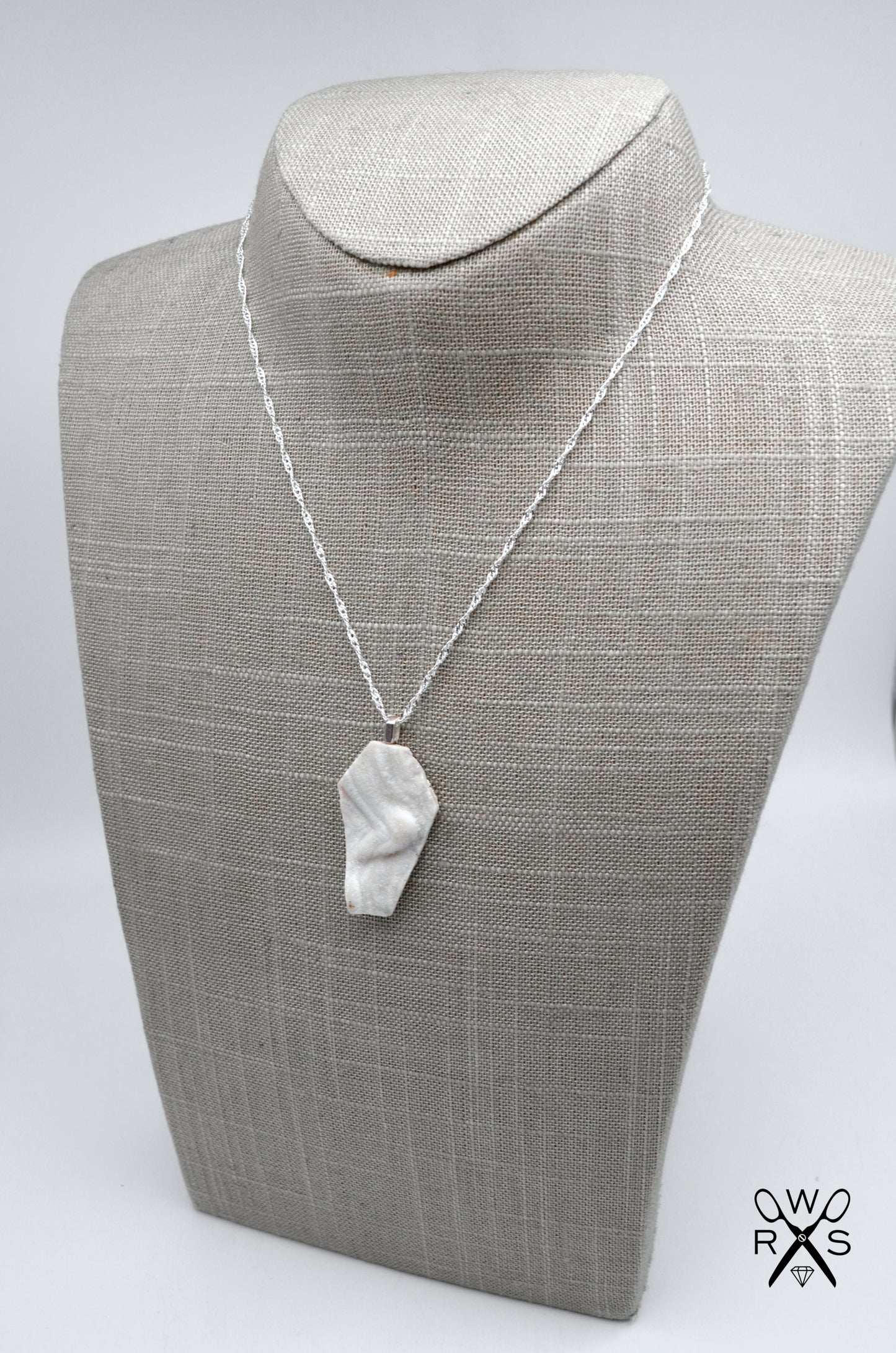 Snowflake Stone Coffin Necklace 925  Sterling Silver