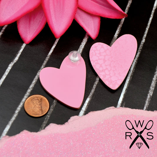 SALE WILD HEART Acrylic Heart Statement Studs in Pink Leopard