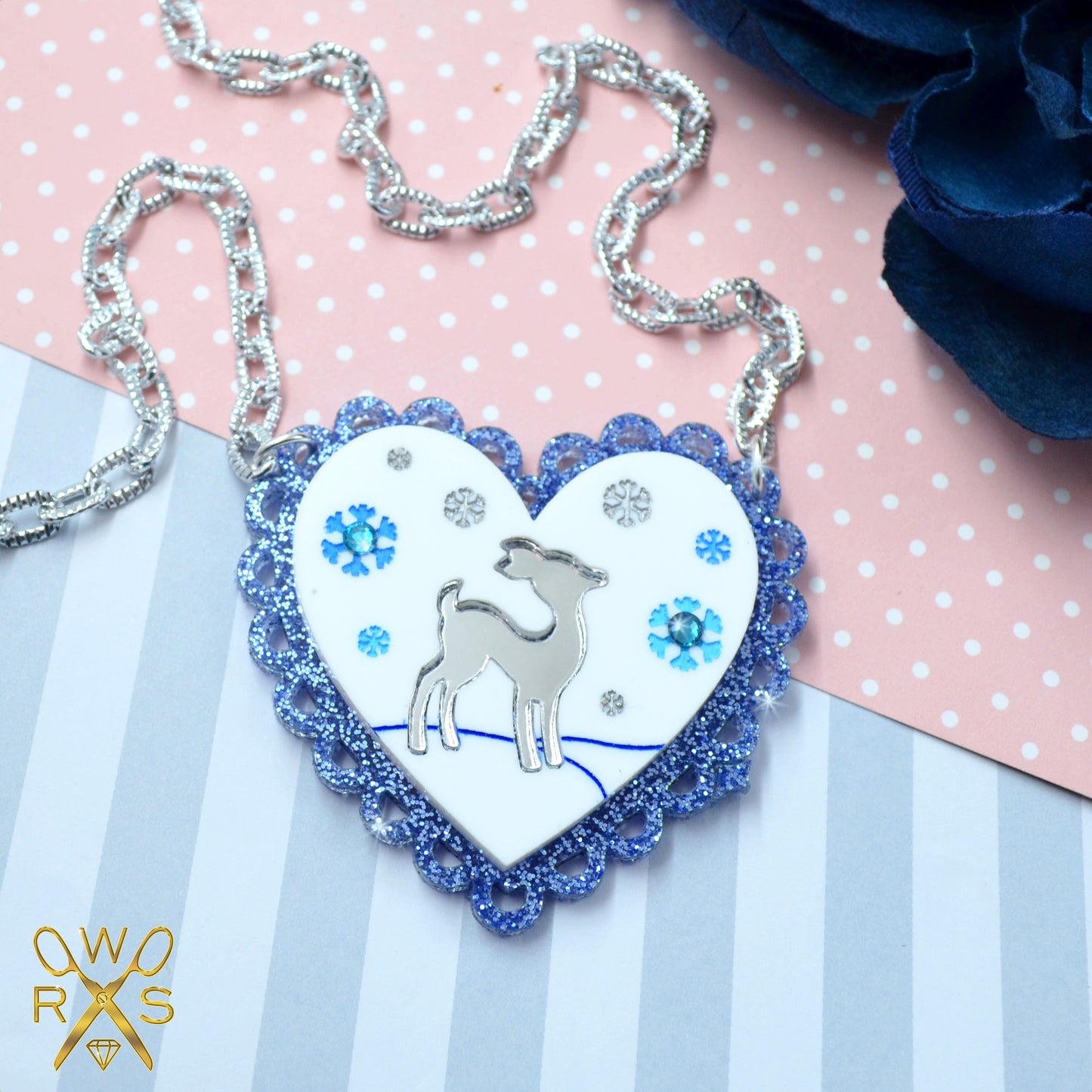 Winter Deer Necklace  - Laser Cut Acrylic Holiday Necklace